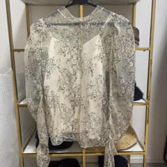 snidel 花柄レース ブラウス 長袖 ホワイト ブラックのサムネイル