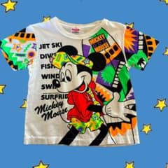 80s vintage Mickey 네온 컬러 T 셔츠