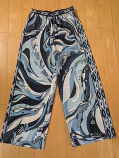 ダーマコレクション　青系波模様ワイドパンツのサムネイル