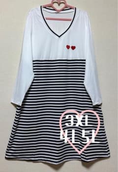 ◇切り替えボーダーワンピース◇3XL◇4L5L◇新品◇タグ無し◇のサムネイル