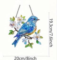 青い鳥　サンキャッチャー　アクリル　ステンドグラス風　インテリア　約20cm