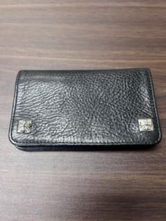 クロムハーツ 1ZIP ピラミッドボタン 二つ折り財布 レザー ブラック 