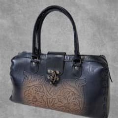 Floral Carved Leather Handbag Y2K grunge - メルカリ