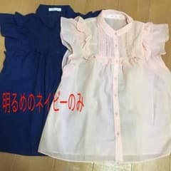 【ぽんちゃんまる様専用】☆早い者勝ち☆シフォン半袖シャツ（ネイビーのみ）のサムネイル