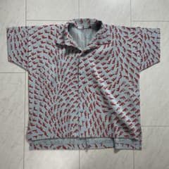 オムプリッセ　イッセイミヤケ　プリーツ　シャツ　オープンカラー　半袖　開襟　3 オムプリッセ イッセイミヤケ オープンカラーシャツ 開襟 プリーツ 総