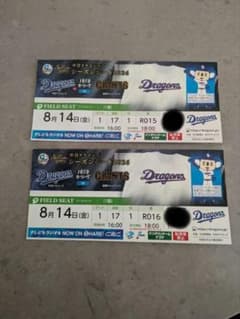 超希少 2026年8月14日 巨人vs中日 フィールドシート ペア - メルカリ