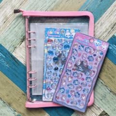A5シール帳　6穴バインダー ピンク ラメ入り　ぷくぷくシールセット　即購入⭕️のサムネイル