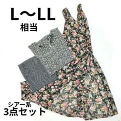 レディース 3点セット L LL 花柄 チュニック ブラウス シアー まとめ売りのサムネイル