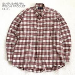 【Santa Barbara】Check Shirt, Long Sleeve, 100% Cotton Flannel, Casual, Autumn, Size L, Excellent Condition