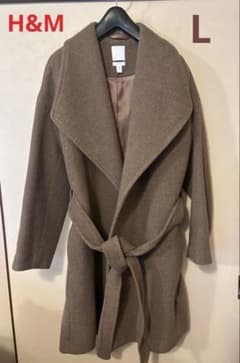 H&M ウール混 ラップコート ブラウン Lサイズのサムネイル