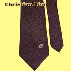 Christian Dior ネクタイ ボルドーカラー ストライプ ロゴマーク