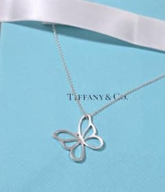 美品】TIFFANYバタフライネックレスSV925シルバー箱付ティファニー 