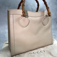 ✨美品✨GUCCI ダイアナ ハンドバッグ バンブー ホワイト レザー 金具 