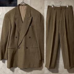 setupセットアップ上下suitカジュアルスーツ茶色ブラウン毛ウール