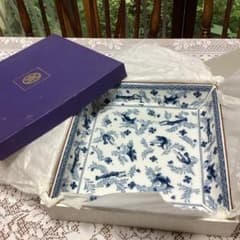 209 たち吉　橘吉　角皿 染付 海老文様 陶磁器 27cm四方