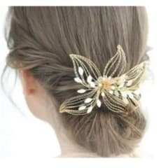 透かしゴールドフラワーヘッドドレス ウェディング 髪飾りのサムネイル