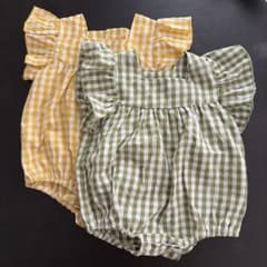 ベビー ロンパース ギンガムチェック 2点セット　双子　SHEIN 3〜6mのサムネイル
