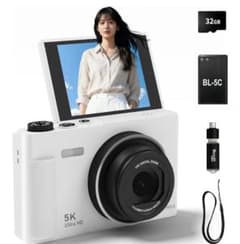 デジカメ 5K 7500万画素 デジタルカメラ 180度回転可能スクリーン