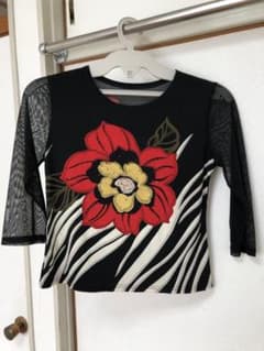 社交ダンス トップス レッスンウェア 花柄 ブラックのサムネイル