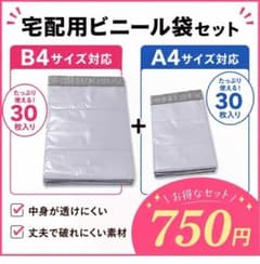宅配ビニール袋 各30枚 B4、A4 ホワイトテープ付き 梱包袋 宅配用 宅急便のサムネイル