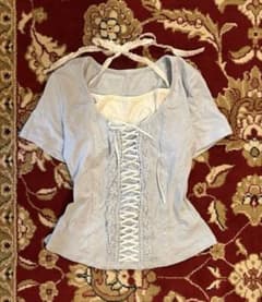 pellicule laceup corset layered T 水色 - メルカリ