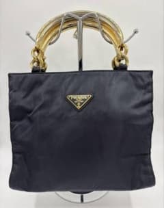 プラダ PRADA ハンドバッグ ナイロン メタルハンドル 三角ロゴ Y2K プラダ PRADA ハンドバッグ ナイロン メタルハンドル 三角ロゴ Y2K