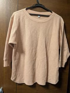 UNIQLO ユニクロ ワッフル 七分袖 トップス ベージュ Lのサムネイル