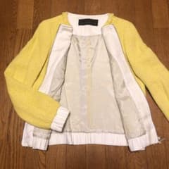 ▪️未使用▪️ZARA ブルゾン ジャンパー ツィード ノーカラー 黄色 Sのサムネイル