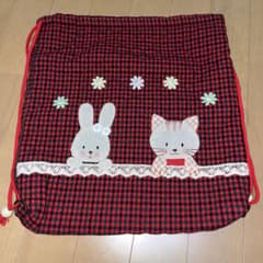 【新品】うさぎとねこの巾着袋 体操着袋のサムネイル