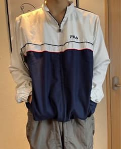 FILA ナイロンジャケット 白/紺のサムネイル