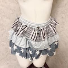平成ギャル Y2K 星柄 フリル付きミニスカート グレー系 グランジ