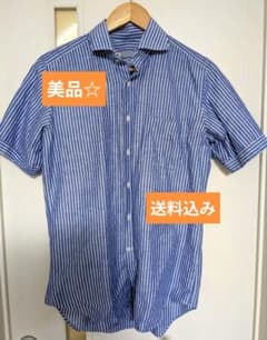 Cucitura 半袖シャツ リネンコットン　 スリムフィット M　スーツカンパ