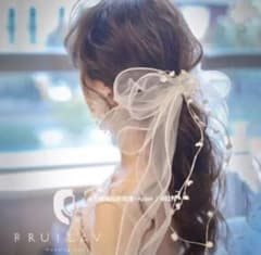 ウエディング　ヘアアクセサリー　オーガンジーリボンのサムネイル