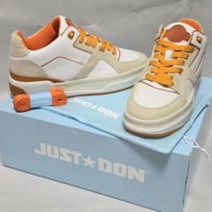 ♂新品・レザースニーカー【JUST★DON】白、ベージュ、オレンジ　42 ♂新品・レザースニーカー【JUST☆DON】白、ベージュ、オレンジ 42