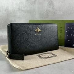 超美品・使用感少ない✨ GUCCI 長財布 ビー 蜂 黒 レザー ラウンド