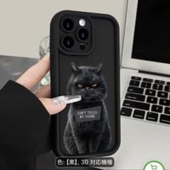iPhone16用ケース 黒猫 DON'T TOUCH