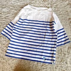 フランス製 ORCIVAL オーシバル ボーダー カットソー バスクシャツ 白青