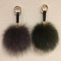 12センチ ファー チャーム キーホルダー2個セットのサムネイル