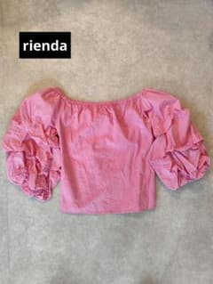 rienda パフスリーブブラウス ピンク 2WAYのサムネイル