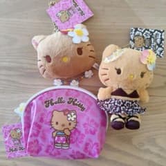 ハローキティ トコナツバケーションぬいぐるみとポーチミラーセット未使用