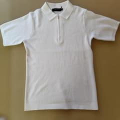 Brand new Epicure half-zip short-sleeve knit top, white, size M.
