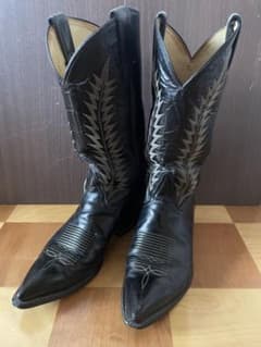 Tony Lama ウエスタンブーツ 黒刺繍入りのサムネイル