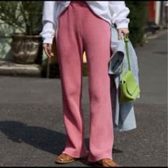 FREAK'S STORE カラーピグメント　ワッフル生地　フレアパンツ　ピンクのサムネイル