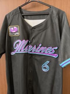 西川史礁　6千葉ロッテマリーンズ　ブラックサマー　　　ユニフォーム Lサイズ 西川史礁 6千葉ロッテマリーンズ ブラックサマー ユニフォーム Lサイズ