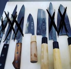 和包丁　左利き用　堺孝行　上作小出刃　鎌形薄刃のサムネイル