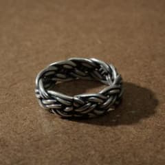 【現物撮影】カレンシルバー ハンドメイド リング 22号 編み込みのサムネイル