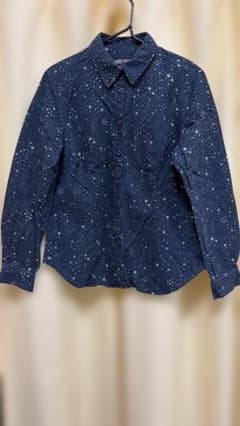Felissimo Sunny Clouds 小花柄 長袖シャツ ネイビーのサムネイル