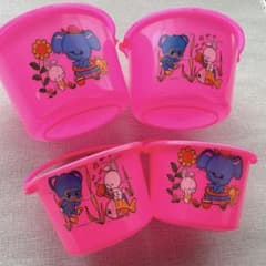 昭和レトロ★バケツ　砂場遊び　当時物　4つ　まとめ売り　ゾウ　うさぎ　ピンク 昭和レトロ☆バケツ 砂場遊び 当時物 4つ まとめ売り ゾウ うさぎ