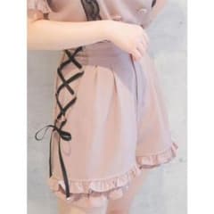タグ付き レースアップショートパンツ 黒のサムネイル