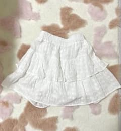 花柄刺繍 ティアード ミニスカート キュロット ホワイトのサムネイル